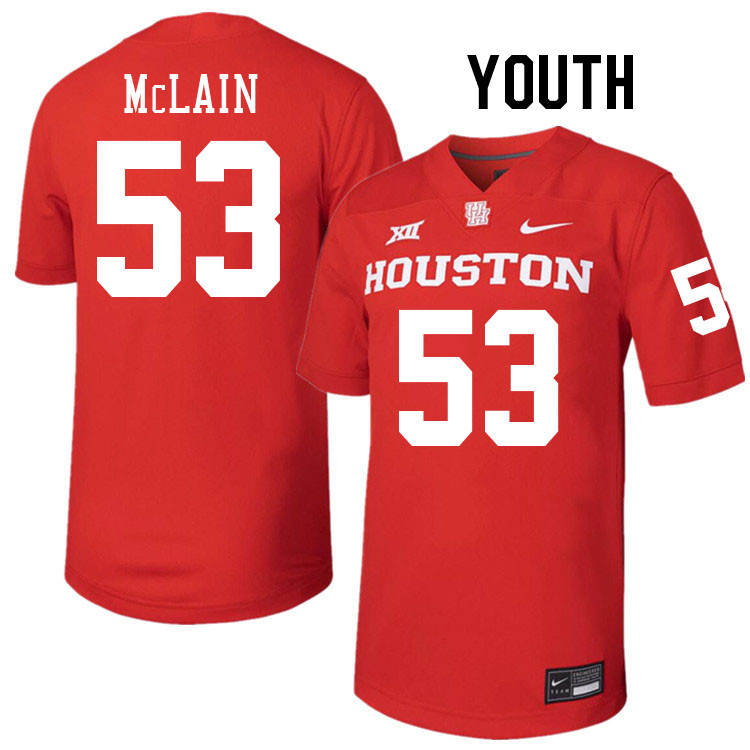 Youth #53 Ronnell McLain Houston Cougars College Football Jerseys Stitched-Red